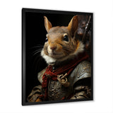 Medieval Squirrel Portrait in Armor - Rodent Framed Canvas Art
