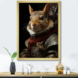 Medieval Squirrel Portrait in Armor - Rodent Framed Canvas Art