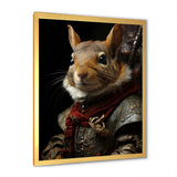Medieval Squirrel Portrait in Armor - Rodent Framed Canvas Art
