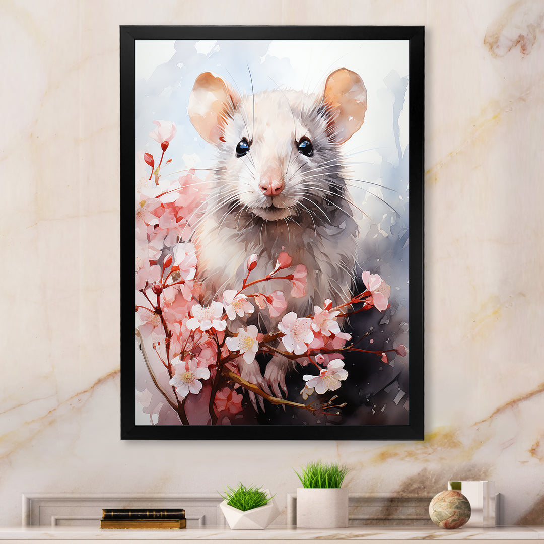Rats floral Portrait blooms - Rodent Bedroom Wall Art