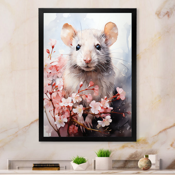 Rats floral Portrait blooms - Rodent Bedroom Wall Art