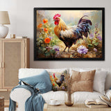 Red Melody Rooster s flower gardens - Animals Canvas Wall Art