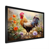 Red Melody Rooster s flower gardens - Animals Canvas Wall Art