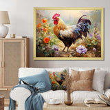 Red Melody Rooster s flower gardens - Animals Canvas Wall Art