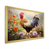 Red Melody Rooster s flower gardens - Animals Canvas Wall Art