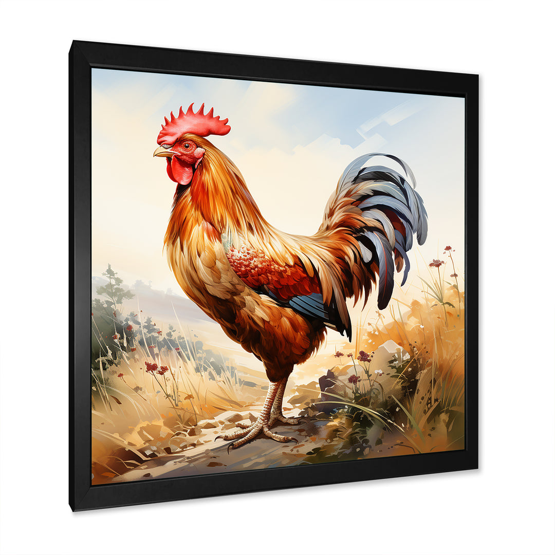 Red Roosters Farm and meadows - Rooster Wall Decor