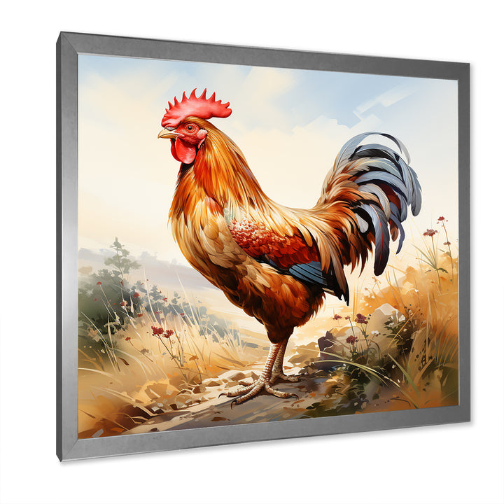 Red Roosters Farm and meadows - Rooster Wall Decor