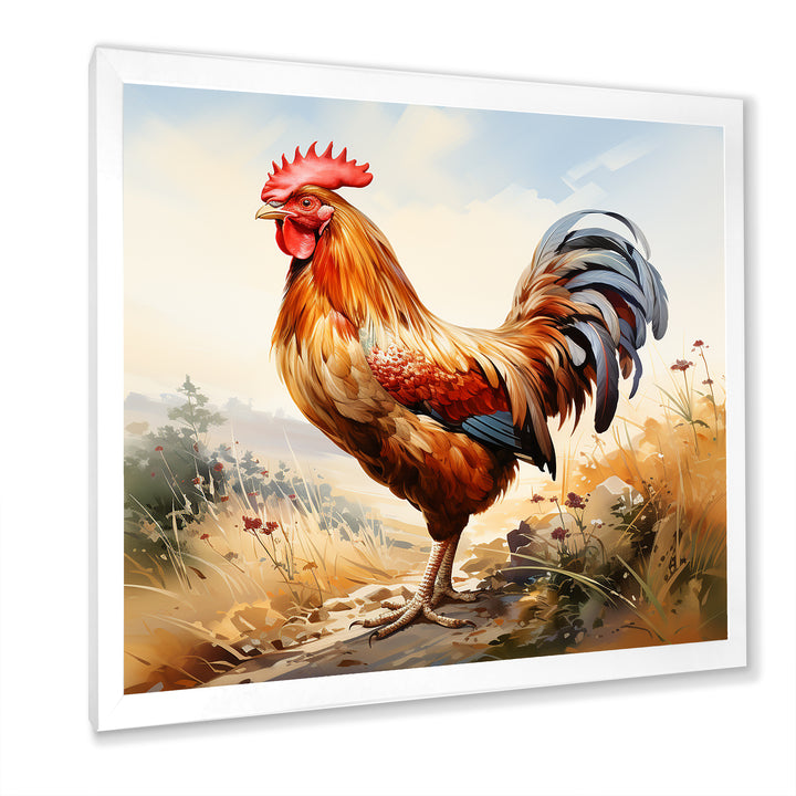 Red Roosters Farm and meadows - Rooster Wall Decor