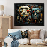 Blue and bleige Robot Revolution  - Fashion Canvas Wall Art