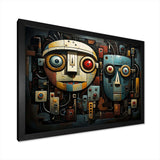 Blue and bleige Robot Revolution  - Fashion Canvas Wall Art