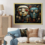 Blue and bleige Robot Revolution  - Fashion Canvas Wall Art