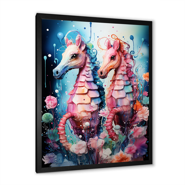 Blue and pink Seahorse Ballet - Seahorse Wall Decor