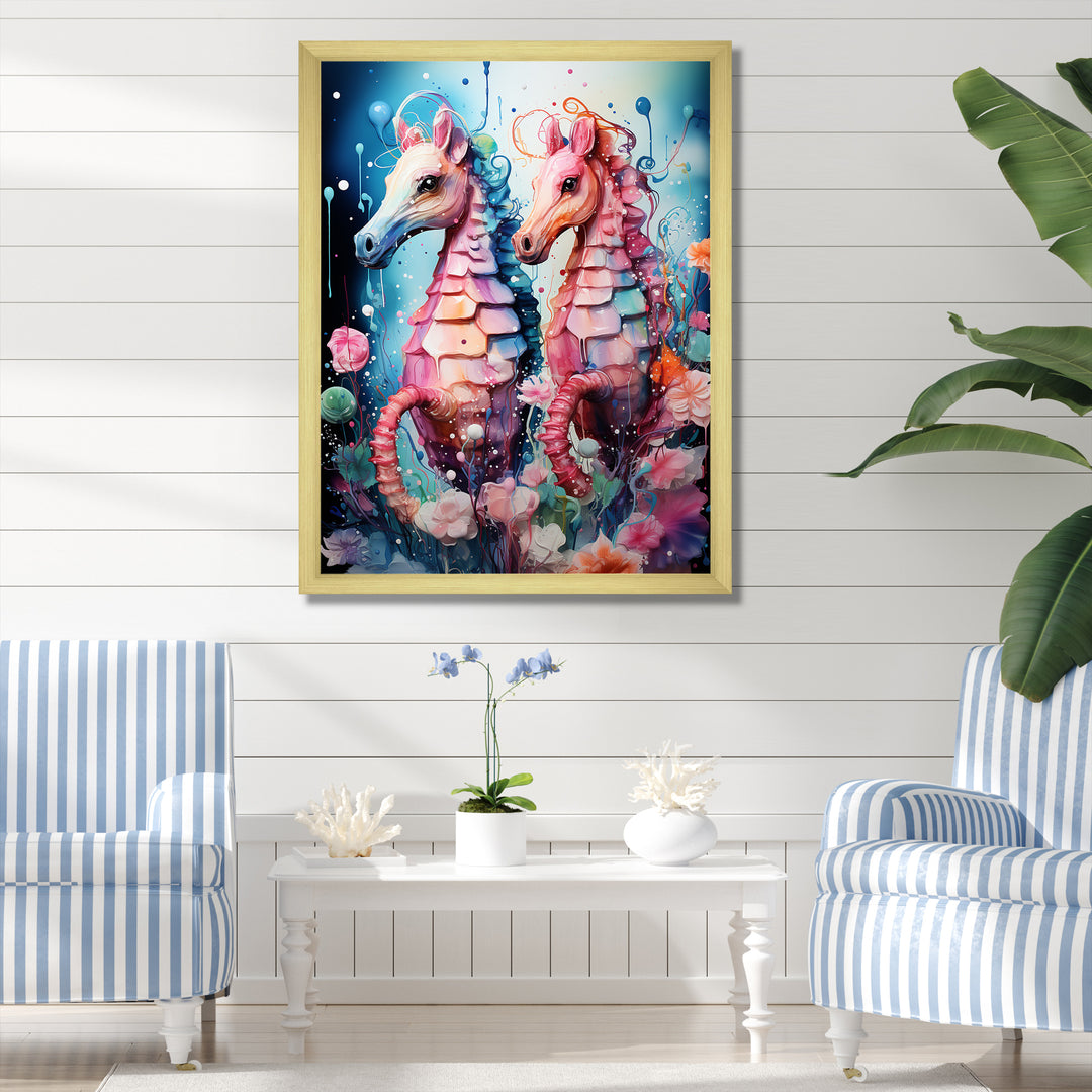 Blue and pink Seahorse Ballet - Seahorse Wall Decor