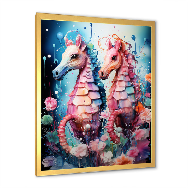 Blue and pink Seahorse Ballet - Seahorse Wall Decor