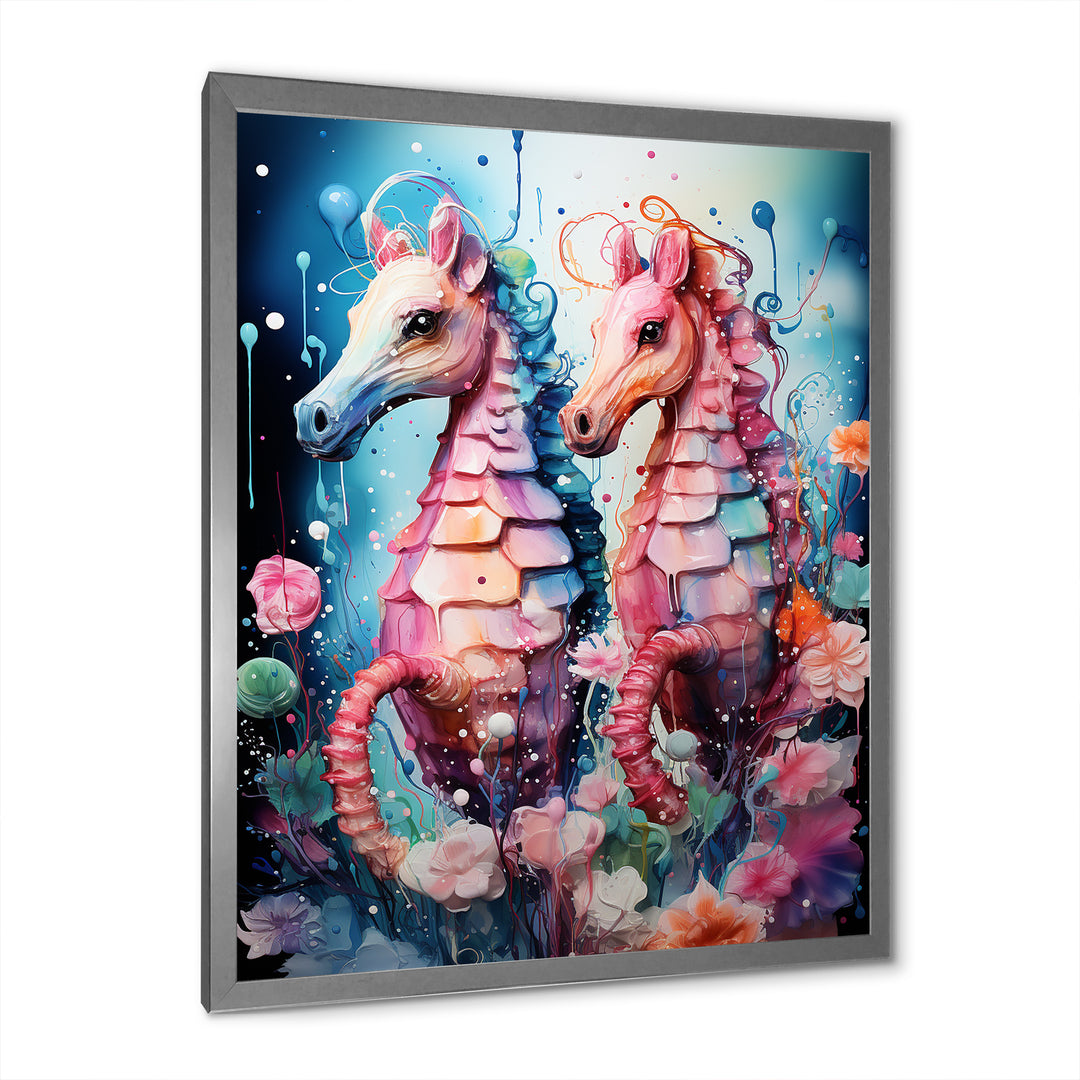 Blue and pink Seahorse Ballet - Seahorse Wall Decor