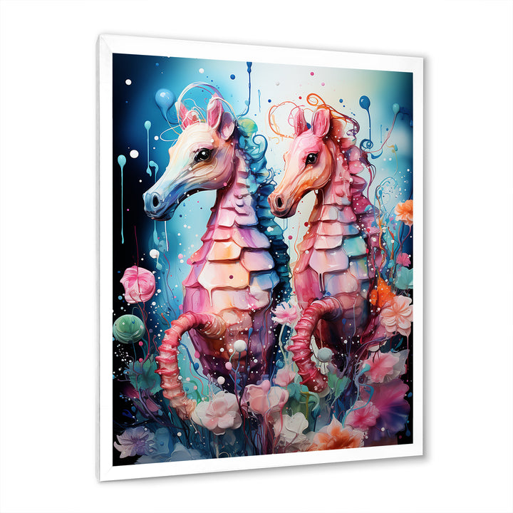 Blue and pink Seahorse Ballet - Seahorse Wall Decor
