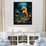 Blue and yellow Seahorse Ballet - Seahorse Wall Art Prints