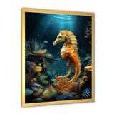 Blue and yellow Seahorse Ballet - Seahorse Wall Art Prints