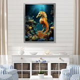 Blue and yellow Seahorse Ballet - Seahorse Wall Art Prints