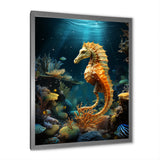 Blue and yellow Seahorse Ballet - Seahorse Wall Art Prints