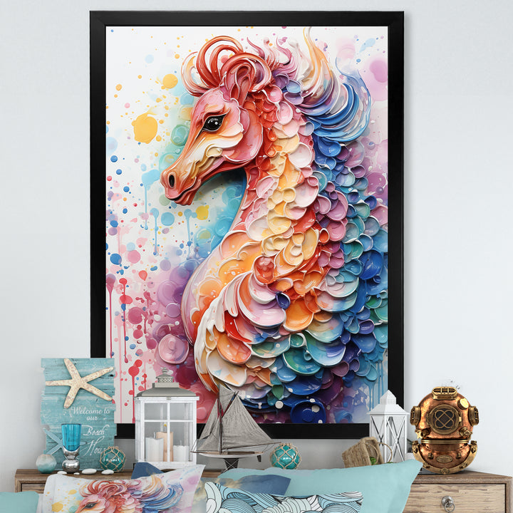 Pink Seahorse Oceanic Elegance - Seahorse Wall Art Prints