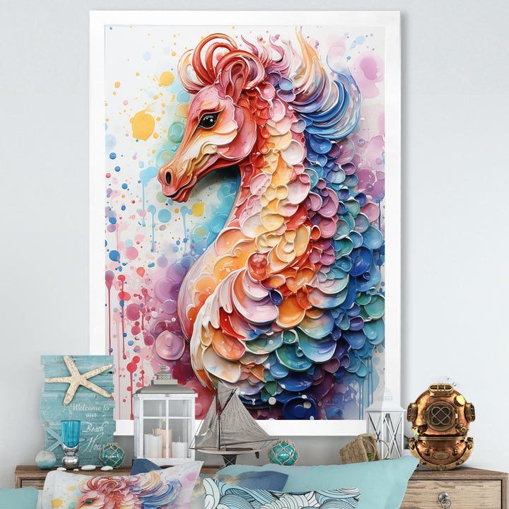 Pink Seahorse Oceanic Elegance - Seahorse Wall Art Prints