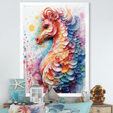 Pink Seahorse Oceanic Elegance - Seahorse Wall Art Prints