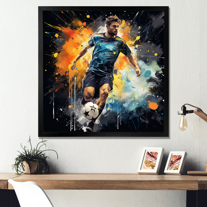 Green And Yellow Soccer Player I - Soccer Canvas Wall Art