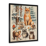 Winter Animal fox with friends - Fox Home Decor Art