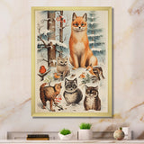 Winter Animal fox with friends - Fox Home Decor Art