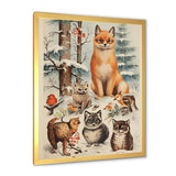 Winter Animal fox with friends - Fox Home Decor Art