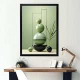 Green Zen spiritual stone 2 - Spiritual Canvas Wall Art