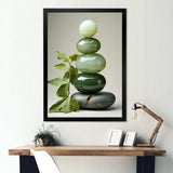 Green Zen spiritual stone 3 - Spiritual Canvas Wall Art