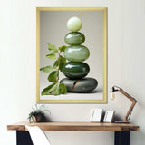 Green Zen spiritual stone 3 - Spiritual Canvas Wall Art