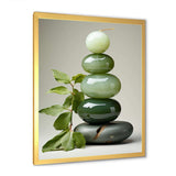 Green Zen spiritual stone 3 - Spiritual Canvas Wall Art