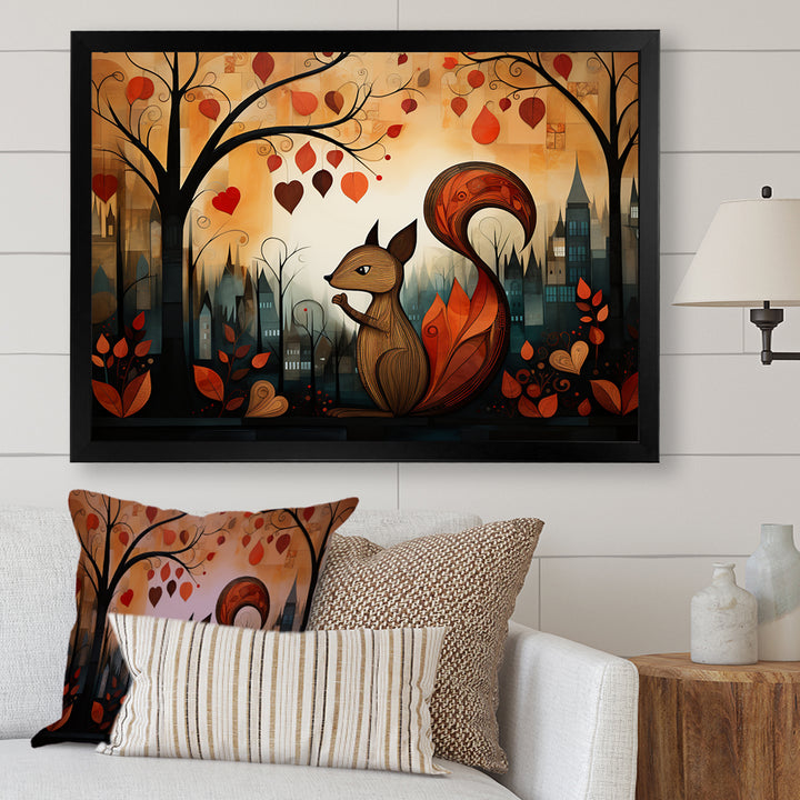 Squirrel landscape for nursery - Squirrel Living Room Wall Art