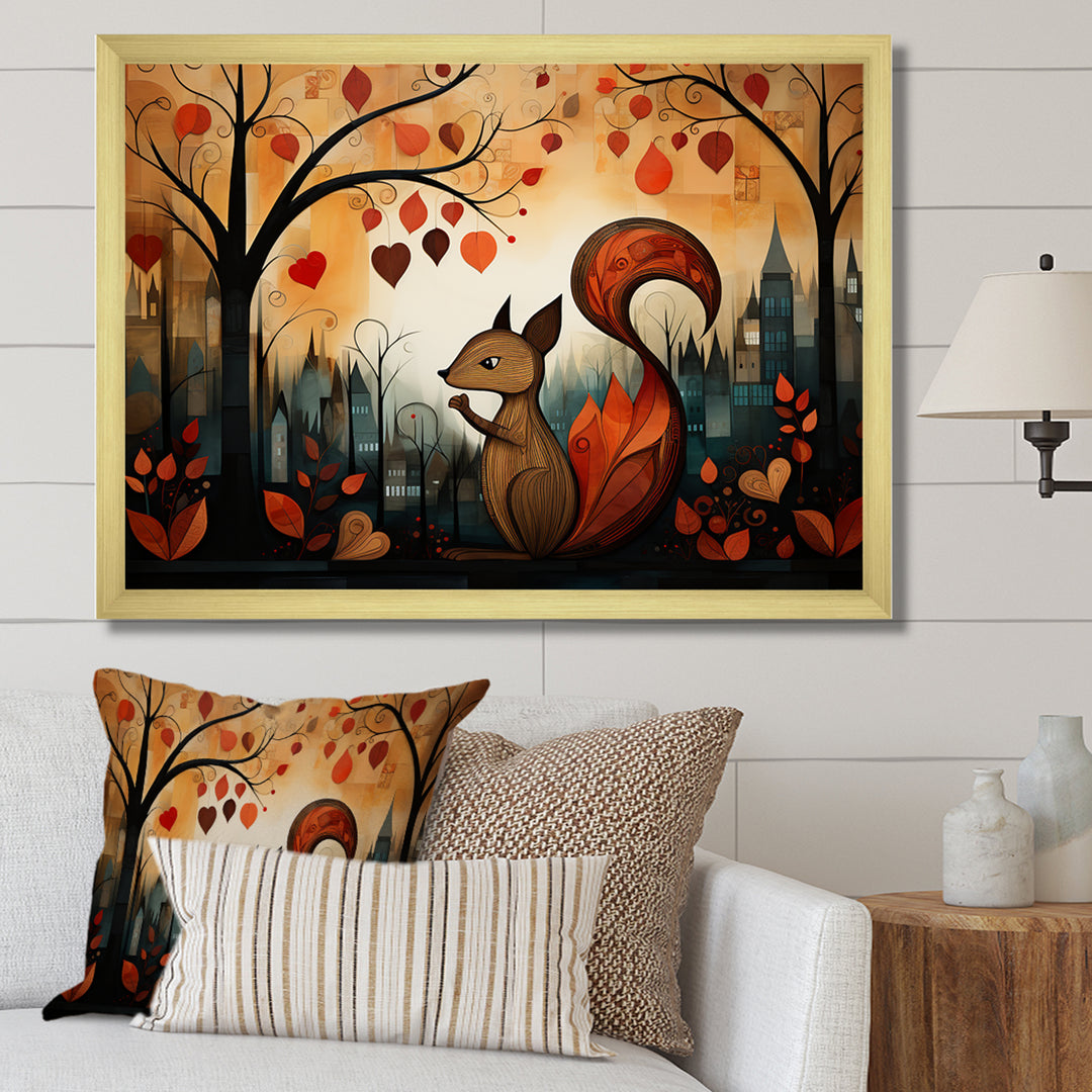Squirrel landscape for nursery - Squirrel Living Room Wall Art
