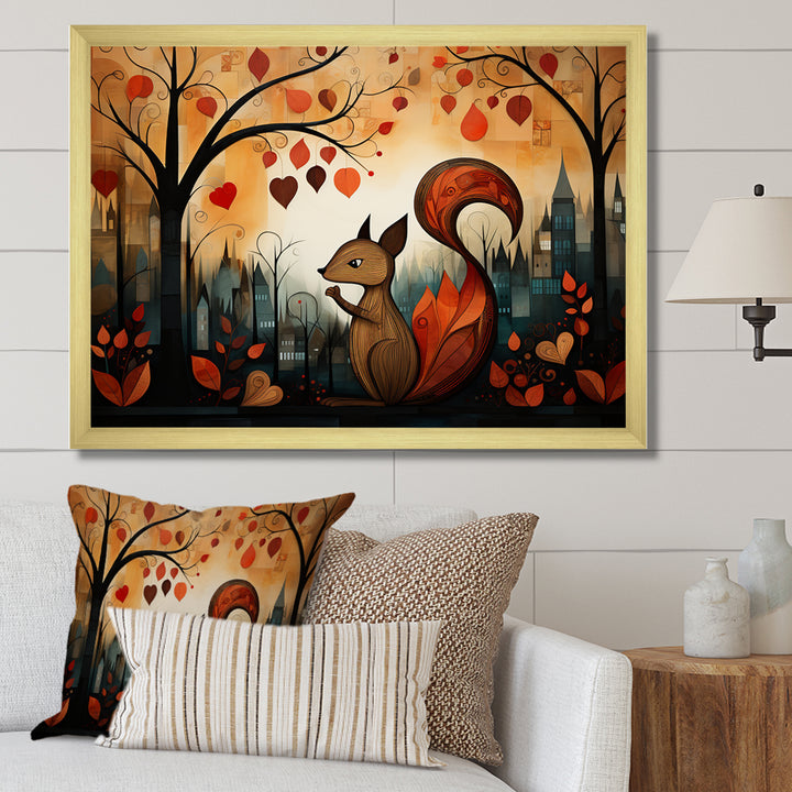 Squirrel landscape for nursery - Squirrel Living Room Wall Art