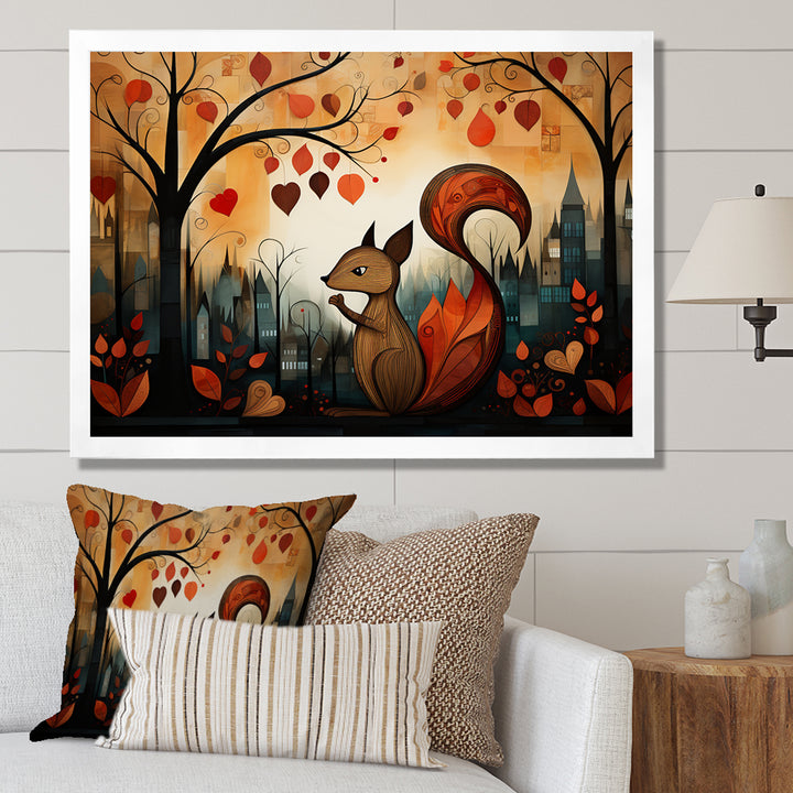 Squirrel landscape for nursery - Squirrel Living Room Wall Art