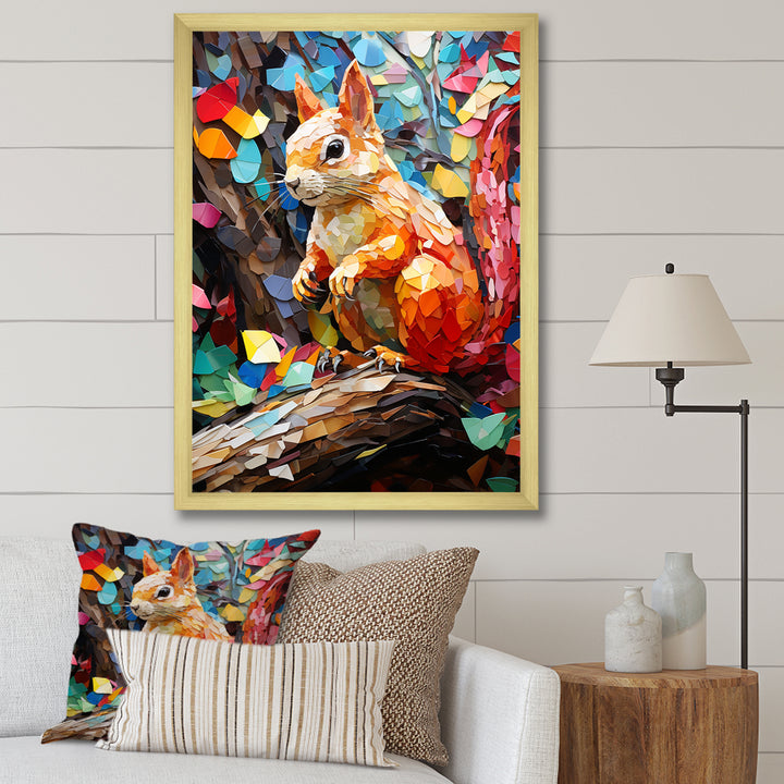 Colorful squirrel collage Delight - Squirrel Bedroom Wall Art