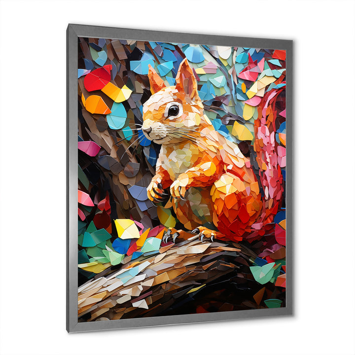 Colorful squirrel collage Delight - Squirrel Bedroom Wall Art