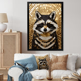 Gold and black curious racoon - Raccoon Canvas Wall Art