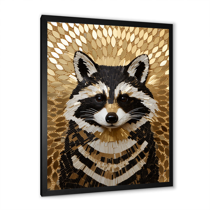 Gold and black curious racoon - Raccoon Canvas Wall Art