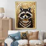Gold and black curious racoon - Raccoon Canvas Wall Art