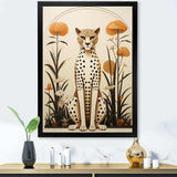 Beige and green mid century cheetah meadow - Animals Canvas Wall Art