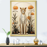 Beige and green mid century cheetah meadow - Animals Canvas Wall Art