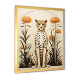 Beige and green mid century cheetah meadow - Animals Canvas Wall Art