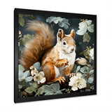 Brown and green Forest squirrel blooms - Squirrel Wall Art Prints