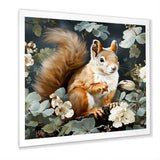 Brown and green Forest squirrel blooms - Squirrel Wall Art Prints