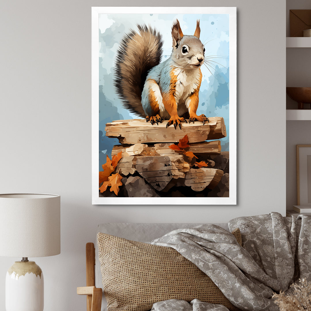 Brown squirrel forest adventure - Squirrel Wall Art Prints